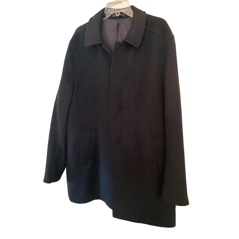 Nordstrom Car Coat Black Wool Cashmere Blend Hidden Button Overcoat XL